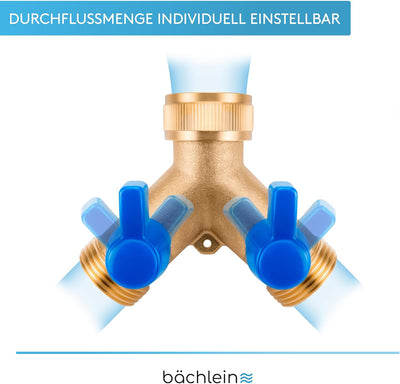 Bächlein für den Einsatz in Haus & Garten - 2 Wege Y-Verteiler mit 2 separaten Absperrhähnen - G 3/4