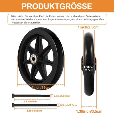 2 Stück 150mm Solide Ersatzräder - Umweltfreundliches Gummimaterial,Verschleissfeste PU-Reifen - Eas