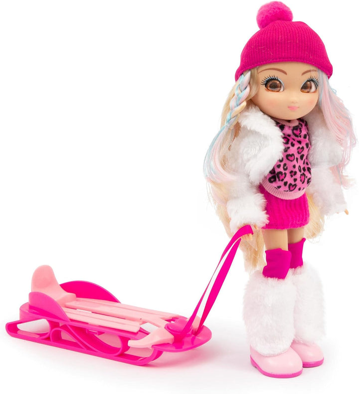 UNIQUE EYES, Puppe 25 cm – Rebecca mit Blick auf die Augen, mit Winterkleidung und Zubehör, Spielzeu