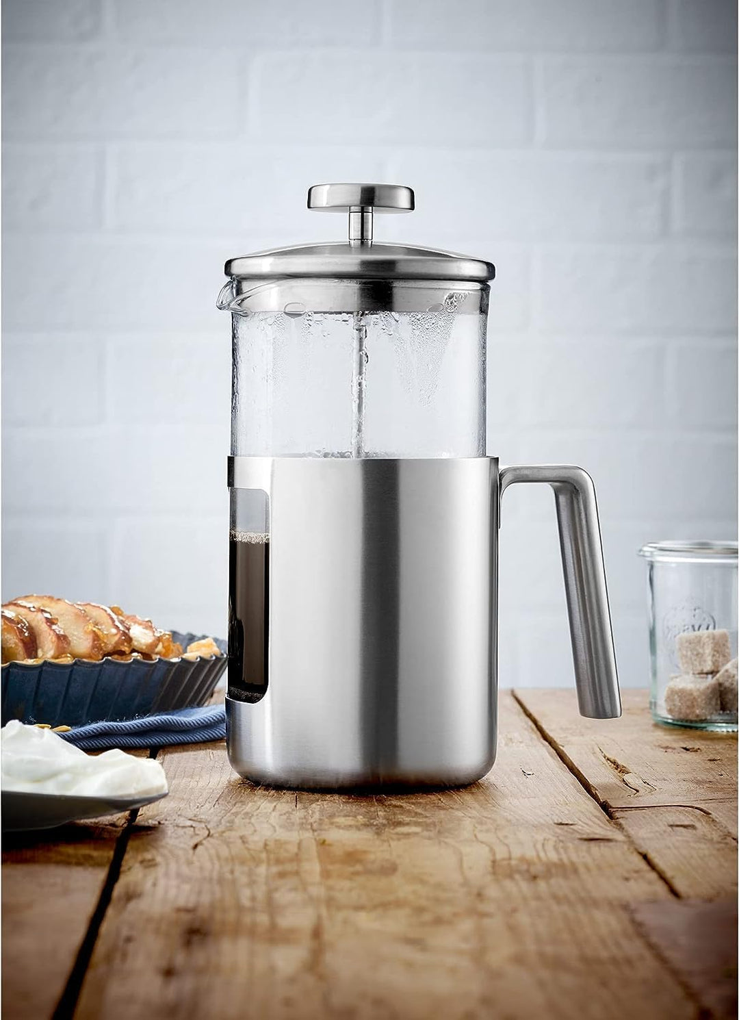 WMF Kult Coffeepress 1l, French Press, Kaffeebereiter für 6 Tassen, Glas, Cromargan Edelstahl mattie