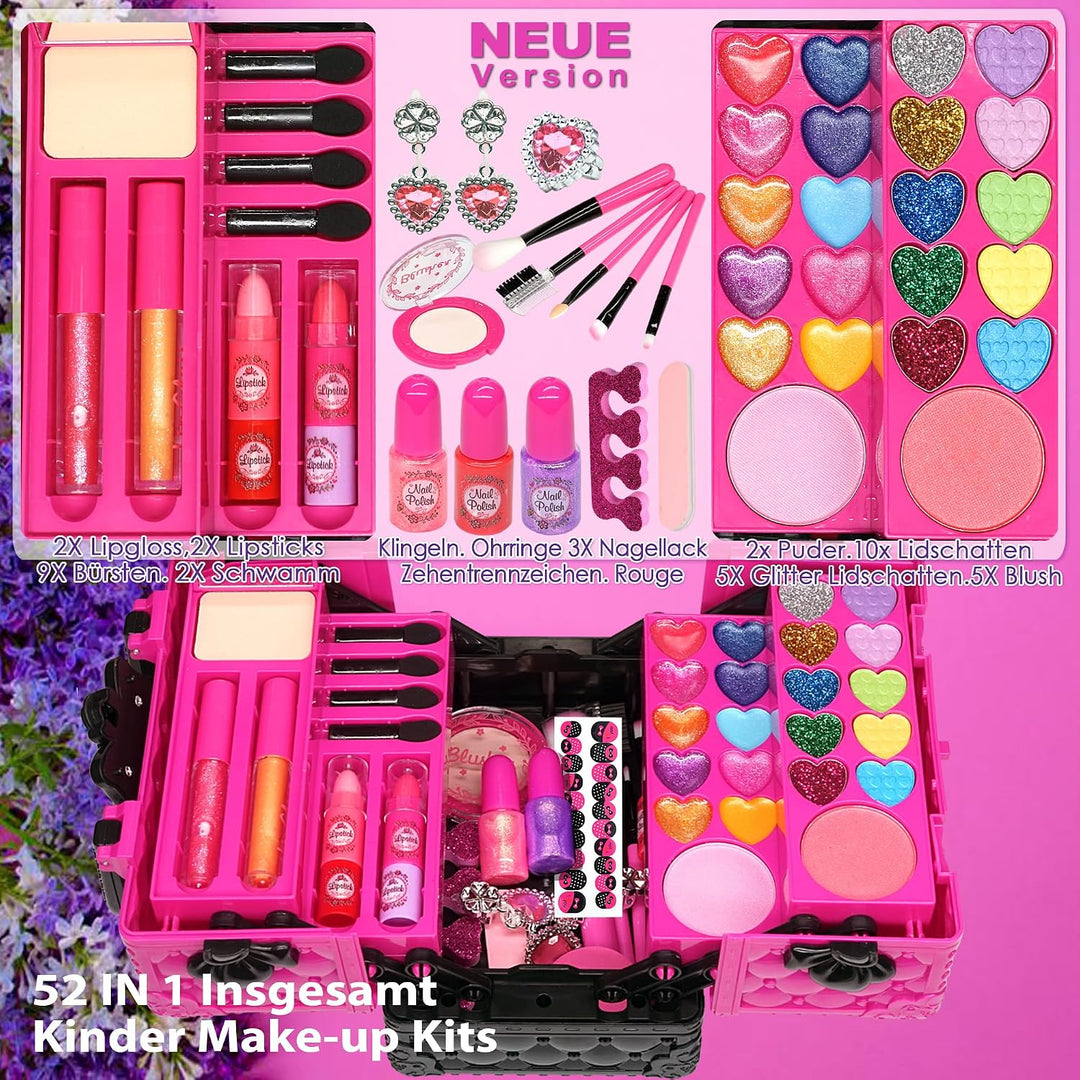 Amerrly Kinderschminke Set Mädchen Spielzeug - Waschbar und Sicher Kinder Schminkset, Prinzessin Sch