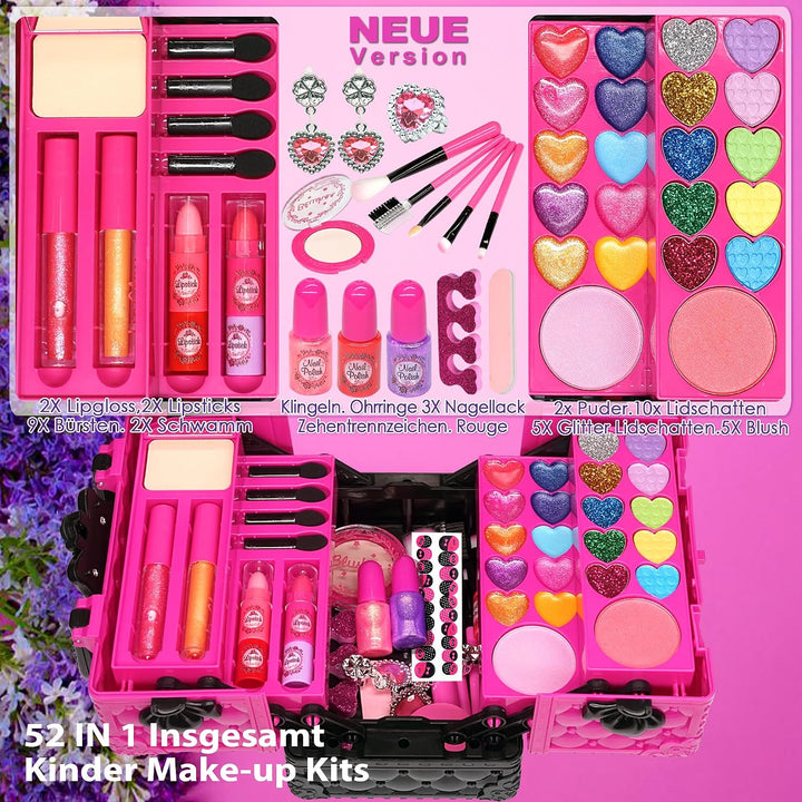 Amerrly Kinderschminke Set Mädchen Spielzeug - Waschbar und Sicher Kinder Schminkset, Prinzessin Sch
