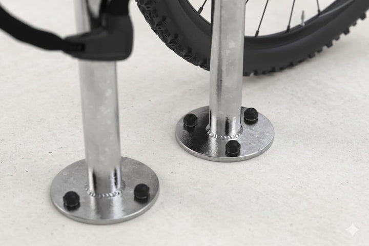 Fahrrad-Anlehnbügel 9521 | 350mm mit Knierohr | für 2 Fahrräder | zum Aufdübeln | Stahl verzinkt | B