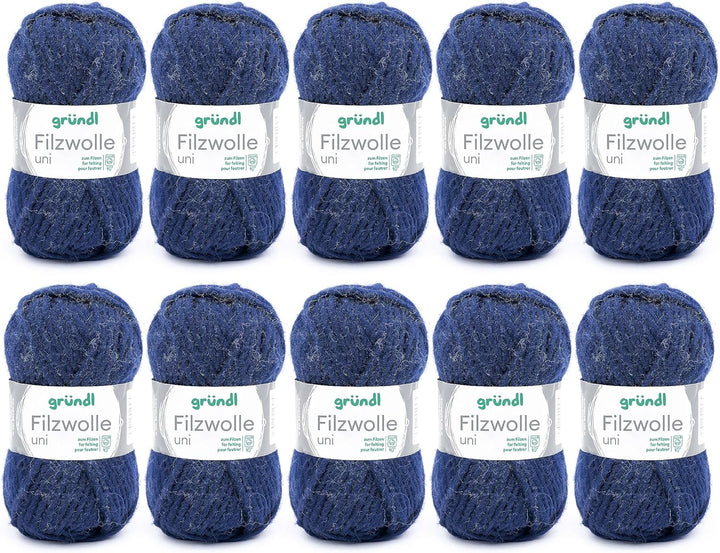 Gründl Filzwolle uni (Wolle zum Filzen, Stricken und Häkeln, Garn aus 100 % Schurwolle, 50 g / 50 m,