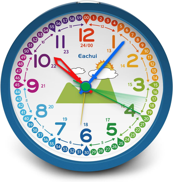 Analog Wecker Kinder ohne Ticken für Jungen und Mädchen - Analog Quarzwecker mit Nachtlicht, Snooze