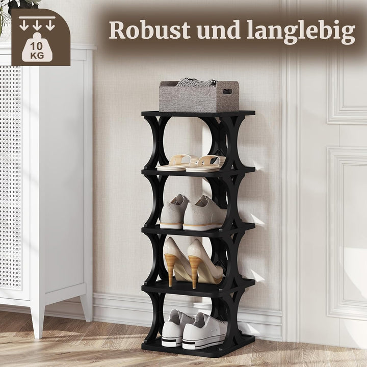WOLTU Schuhregal mit 5 Ebenen, 2er Set, Schuhablage schmal, Schuhorganizer Schuhaufbewahrung platzsp