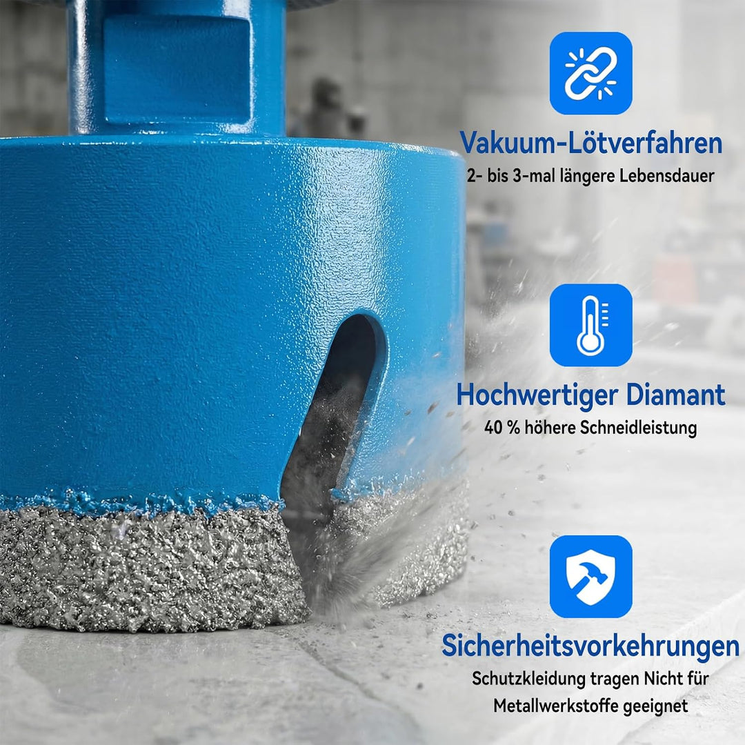 Diamant Fliesenbohrer 55mm - M14 Trockenbohrkrone Vakuumgelöteter Lochsäge für Fliesen Porzellan Ker