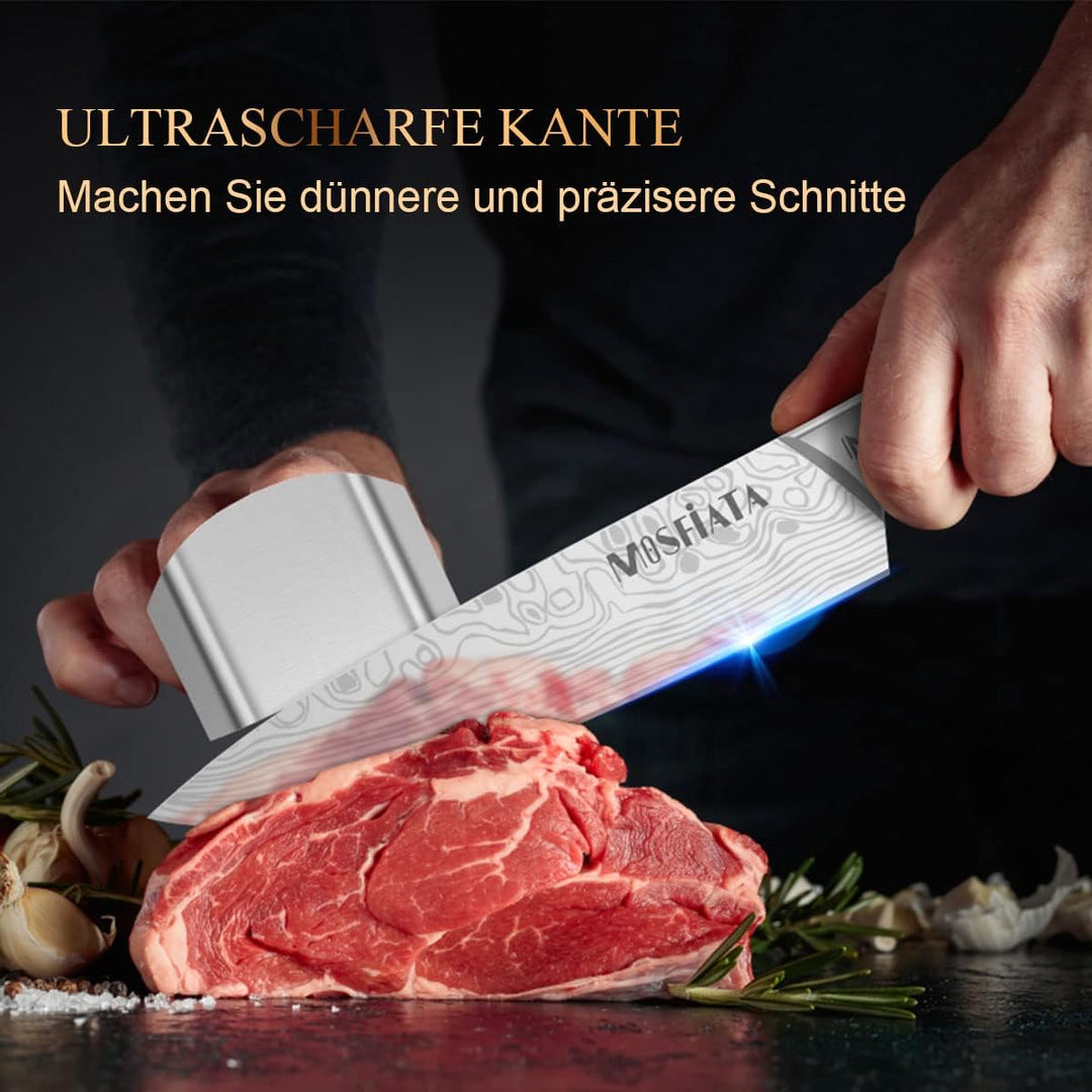 MOSFiATA Küchenmesser Set Edelstahl, 5pcs Küchenmessersets, Kochmesser, Santoku Messer, Utility Mess