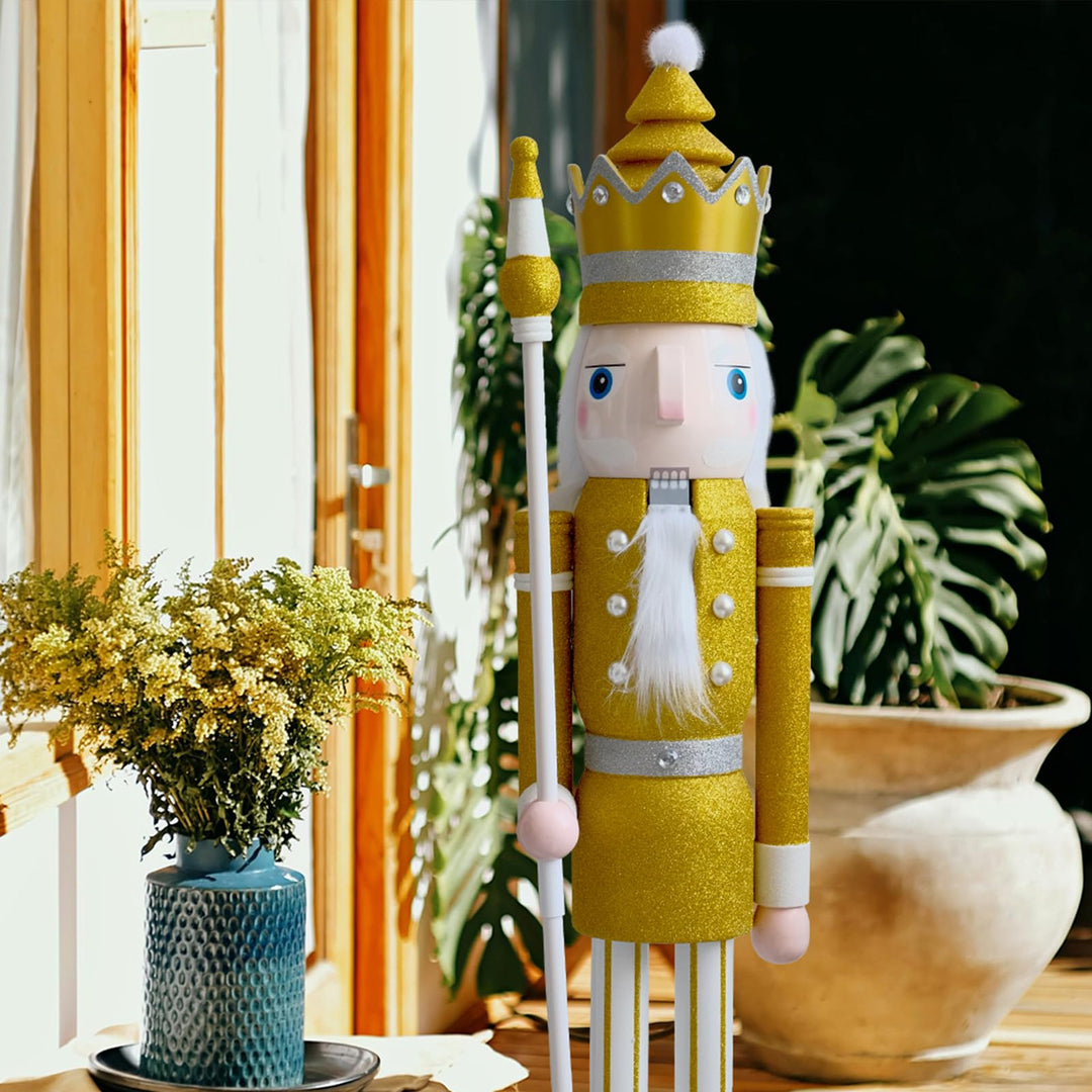 CDL L/4füsse/120cm/4ft/4fuss/120 cm Leben grösse grosse/Riesen Gold Glitter Weihnachten Holz nusskna