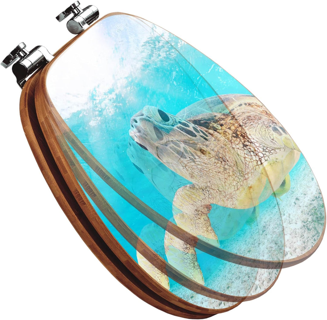 banjado® Design WC Sitz Bambus Absenkautomatik mit Motiv Elvis/Toilettendeckel mit Absenkautomatik H