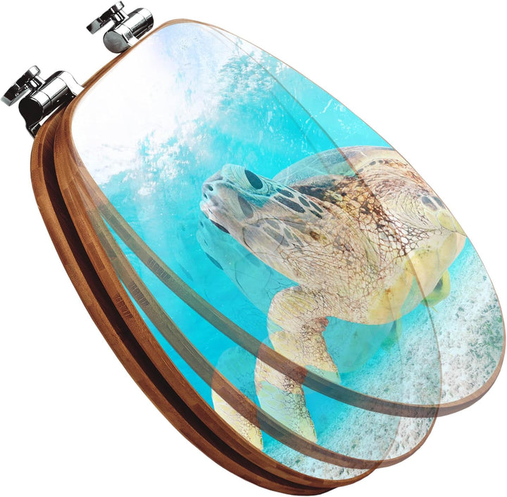 banjado® Design WC Sitz Bambus Absenkautomatik mit Motiv Elvis/Toilettendeckel mit Absenkautomatik H