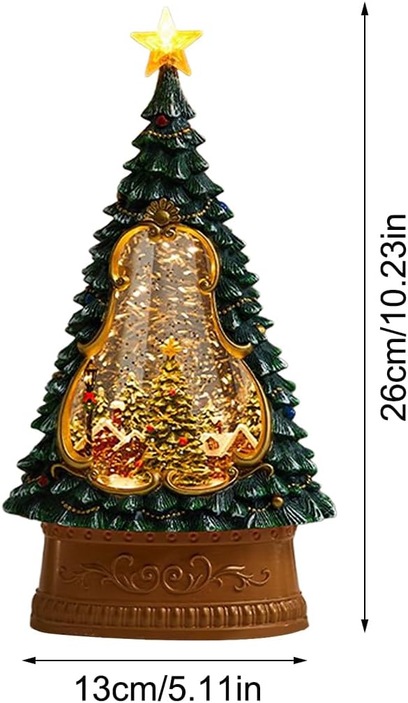 Schneekugel für Weihnachten, USB-Musik-Timer, 6-Stunden-Timer, Weihnachts-Schneekugel, Laterne, Glit