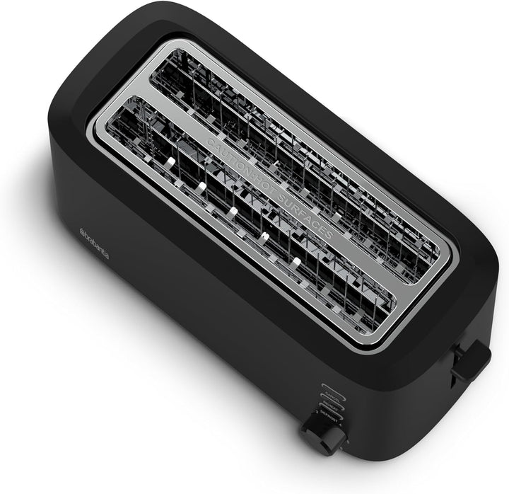 Brabantia Toaster, Doppel-langschlitz-Röstschachte, 8 bräuningsstufen, Krümelschublade, Schwarz, BBE