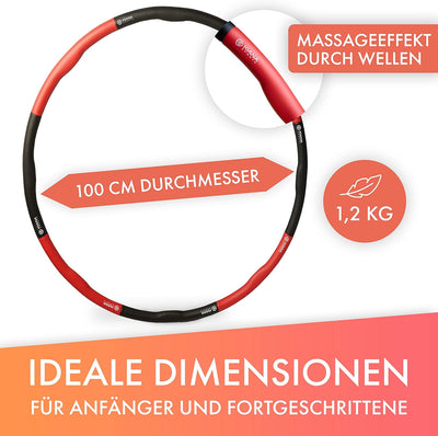 KIANA SPORTS® Hula Hoop Reifen Erwachsene inkl. Tasche und Übungsplan [1,2 kg] - Stabiler Hoola Hoop