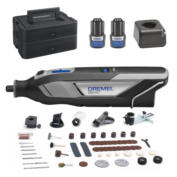 Dremel 8240 Akku-Multitool 12V 2Ah, Multifunktionswerkzeug Set mit 2 Akkus, 5 Auf-und Vorsätze, 1 Dr