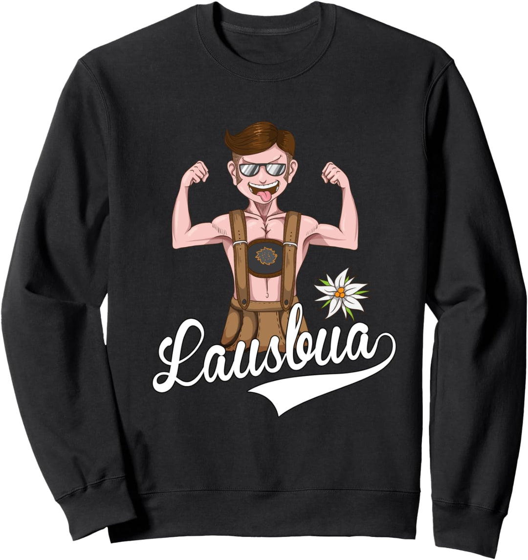 Lausbua Lederhose Bayern Tirol Apres Ski Party coole Brille Sweatshirt