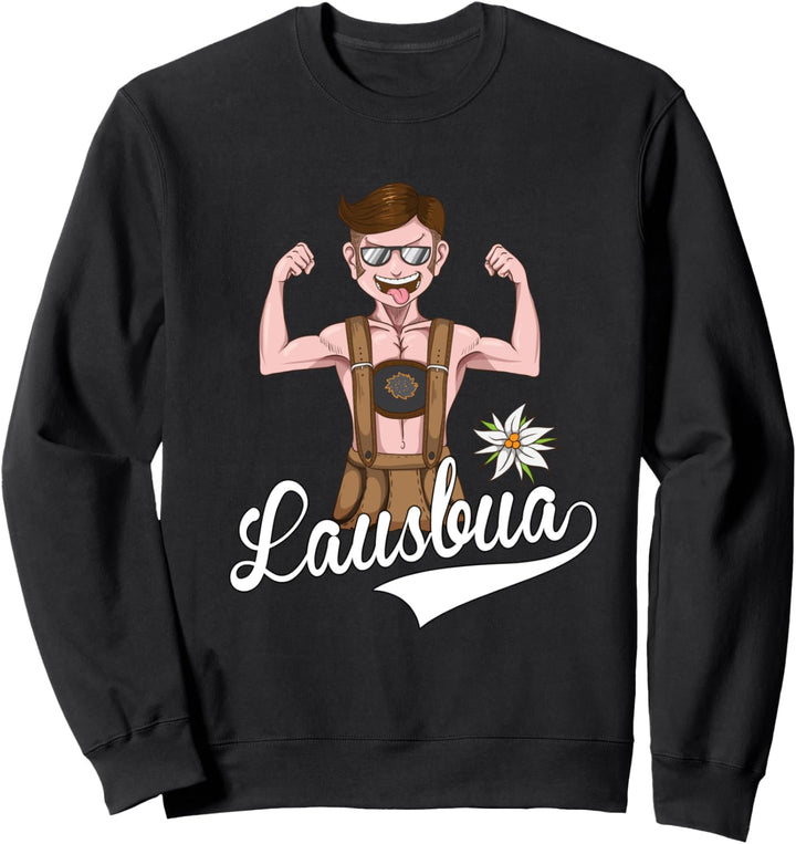 Lausbua Lederhose Bayern Tirol Apres Ski Party coole Brille Sweatshirt