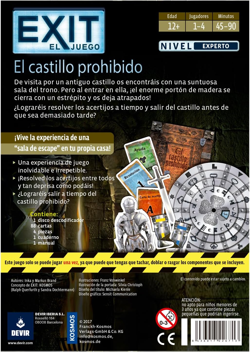 Devir Exit Escape-Room-Spiel, BGEXIT4, Sortiert, One Size Die Verbotene Burg (spanische Ausgabe), Di