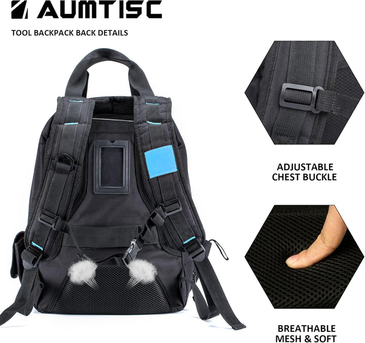 AUMTISC Werkzeugrucksack Werkzeugtasche Hochleistungs-werkzeug rucksack mit Mehrzwecktasche Industri
