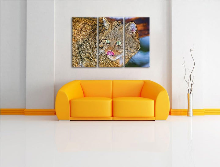 schöne Manul in Schneelandschaft Spezial 3-Teiler Leinwandbild 120x80 Bild auf Leinwand, XXL riesige