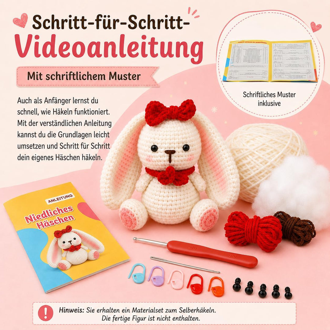 Boriad Häckel Kit für Anfänger,Häkelset mit Schritt-für-Schritt-Videoanleitungen in deutscher Sprach