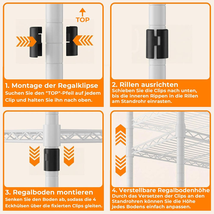 Himimi Kleiderständer Stabil, Offener Kleiderschrank System mit 4 Kleiderstangen & 6 Höhenverstellba