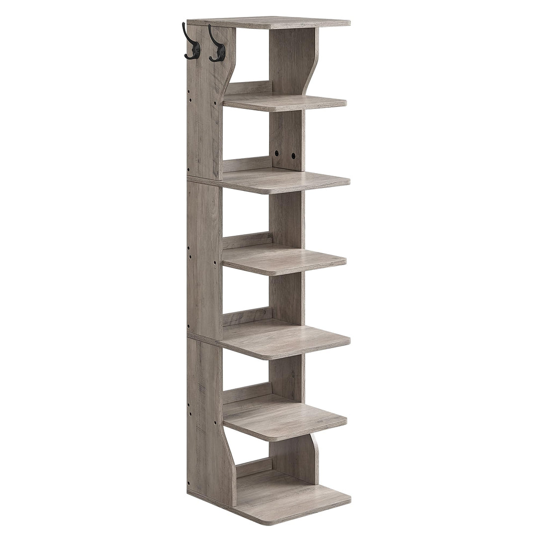 VASAGLE Schuhregal schmal, Standregal mit 7 Ebenen, platzsparend, für Eingangsbereich, Ecke, Schuhab
