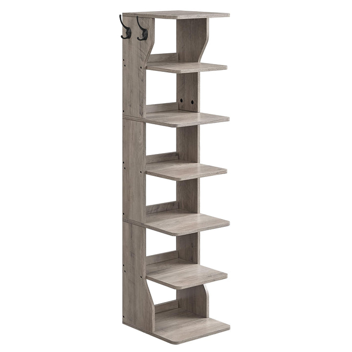 VASAGLE Schuhregal schmal, Standregal mit 7 Ebenen, platzsparend, für Eingangsbereich, Ecke, Schuhab