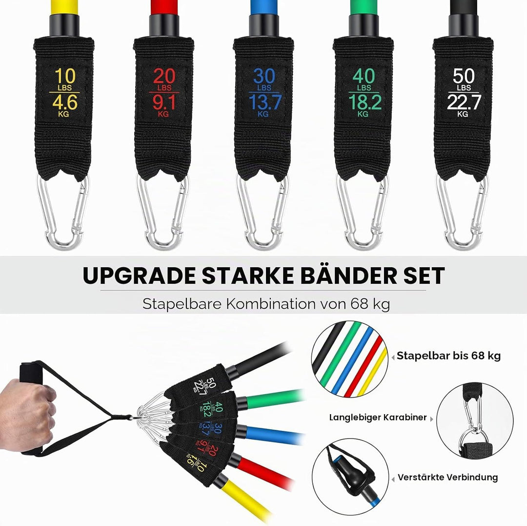 Odoland Resistance Bands Gymnastikband Widerstandsband Set mit Trainingsguide: 5X Expander Tubes, 4