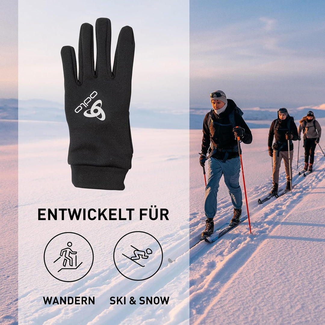 Odlo Sporthandschuhe Herren Damen Stretchfleece Liner I Unterziehhandschuhe I Ski Handschuhe Schwarz