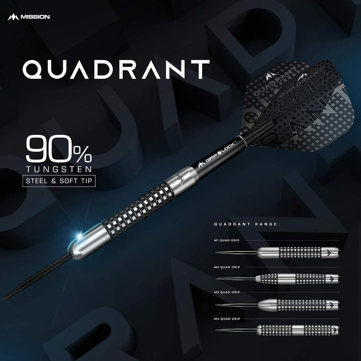 Mission Quadrant Dartpfeile, weiche Spitze, schwarzes Titan M4 20 g, M4 20 g