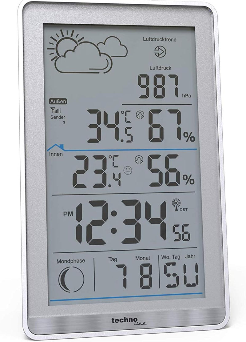 Funkwetterstation WS9218 inklusive Aussensender TX106-TH, Innentemperatur, Aussentemperatur, Luftfeu