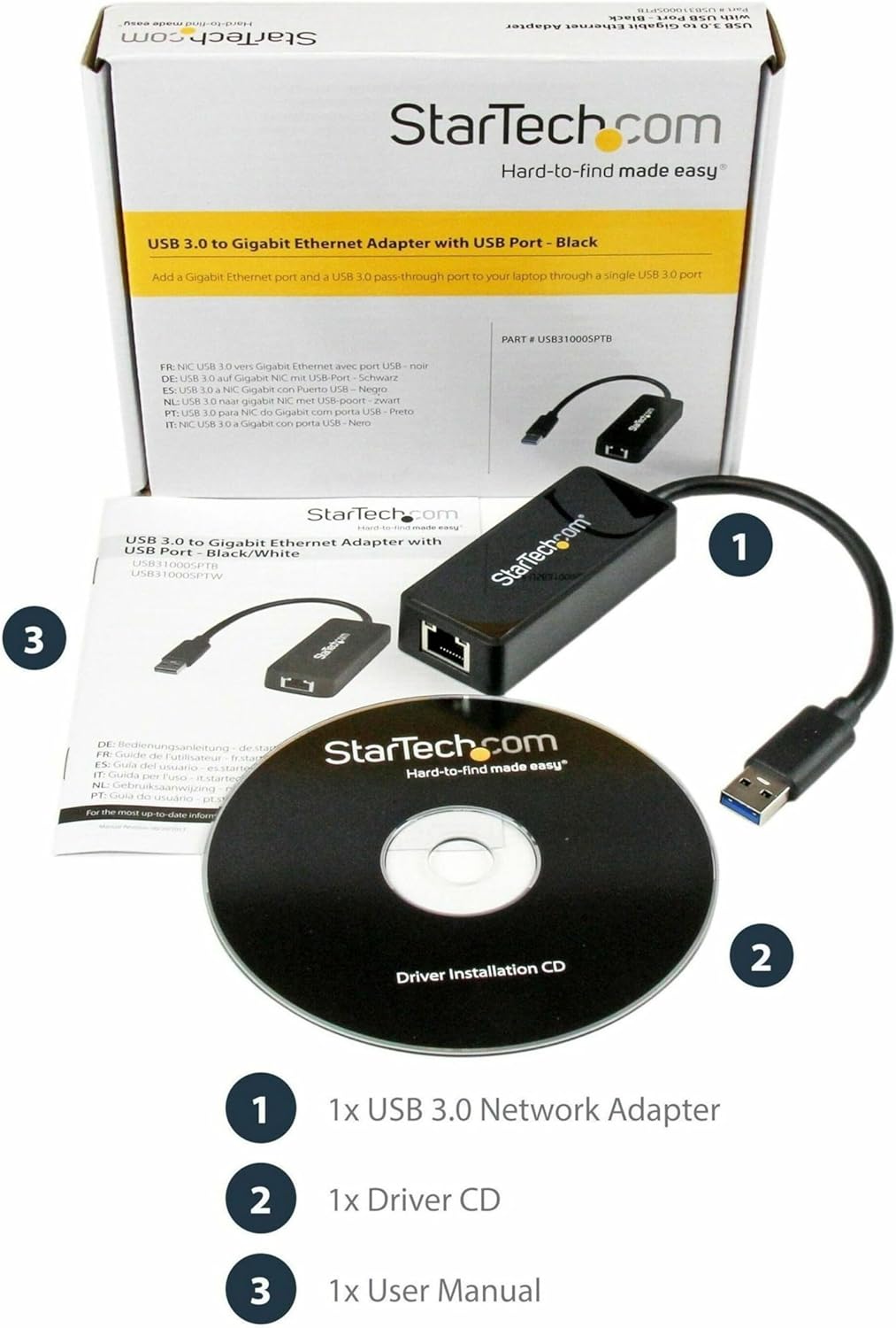 StarTech.com USB 3.0 auf Gigabit Ethernet Adapter - USB 3.0 10/100/1000Mbit/s Netzwerk Adapter NIC m