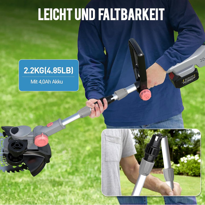 Akku Rasentrimmer mit Akku und Ladegerät, 21V Rasentrimmer für Makita Akku, Freischneider Akku - Ink