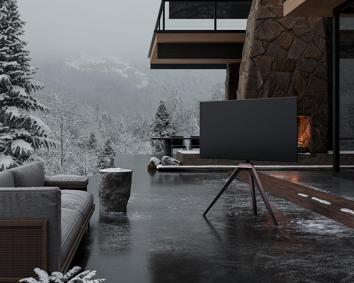FITUEYES TV Ständer mit Farbverläufe, TV Standfuss im Staffelei Design, für 32-65 Zoll Fernseher, Hö