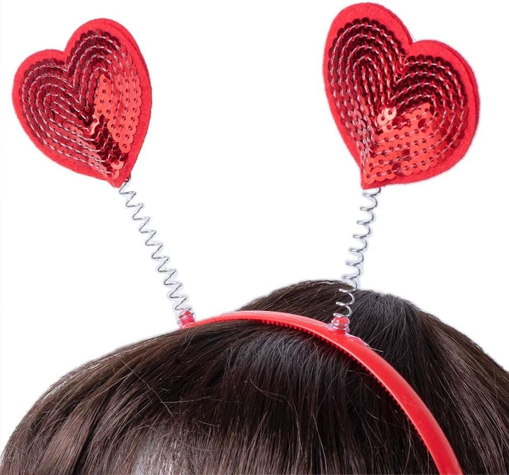 Goldschmidt Haarreif mit Herzchen-Fühlern | Herz Tiara Kopfschmuck Fasching | Karneval Liebe 3 Stk S