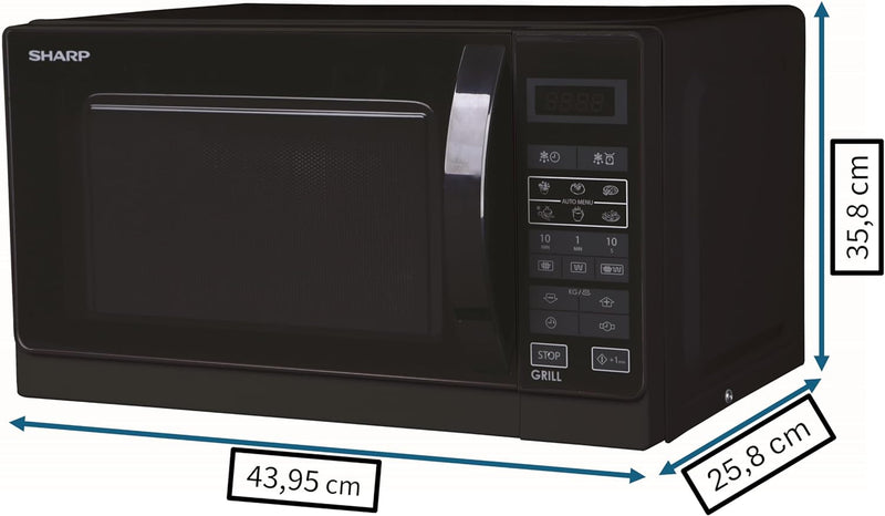 Sharp R642BKW 2-in-1 Mikrowelle mit Grill / 20 L / schwarz