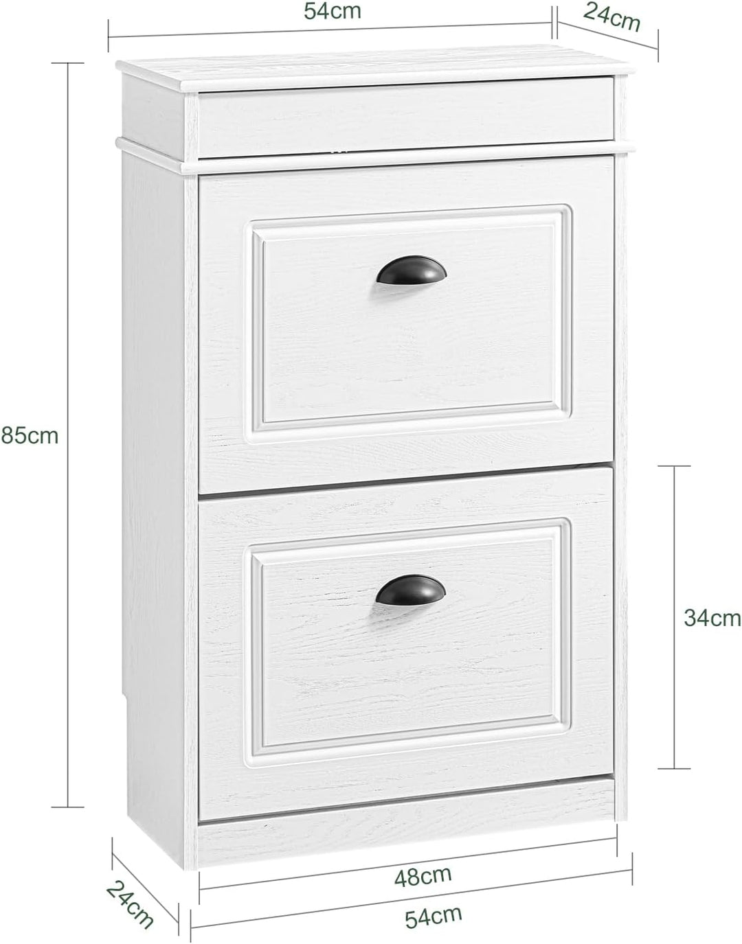 SoBuy Schuhschrank Schmal Weiss Holzoptik, Flurschrank Schmal mit Schublade, Schuhschrank Vintage, S
