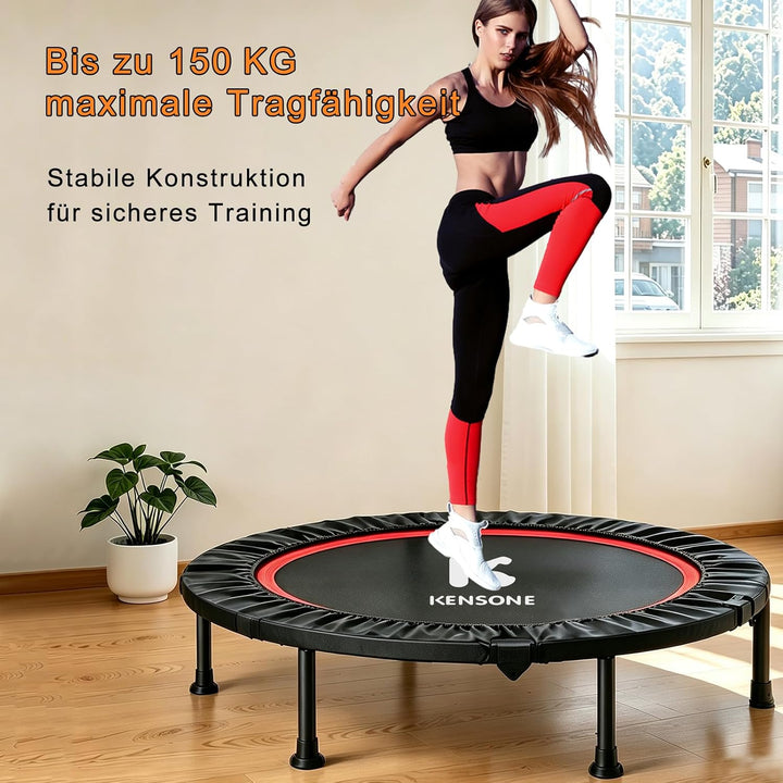 Faltbares Mini Trampolin mit verstellbarem Handlauf, 101.6CM Fitness Trampolin leiser Rebounder für