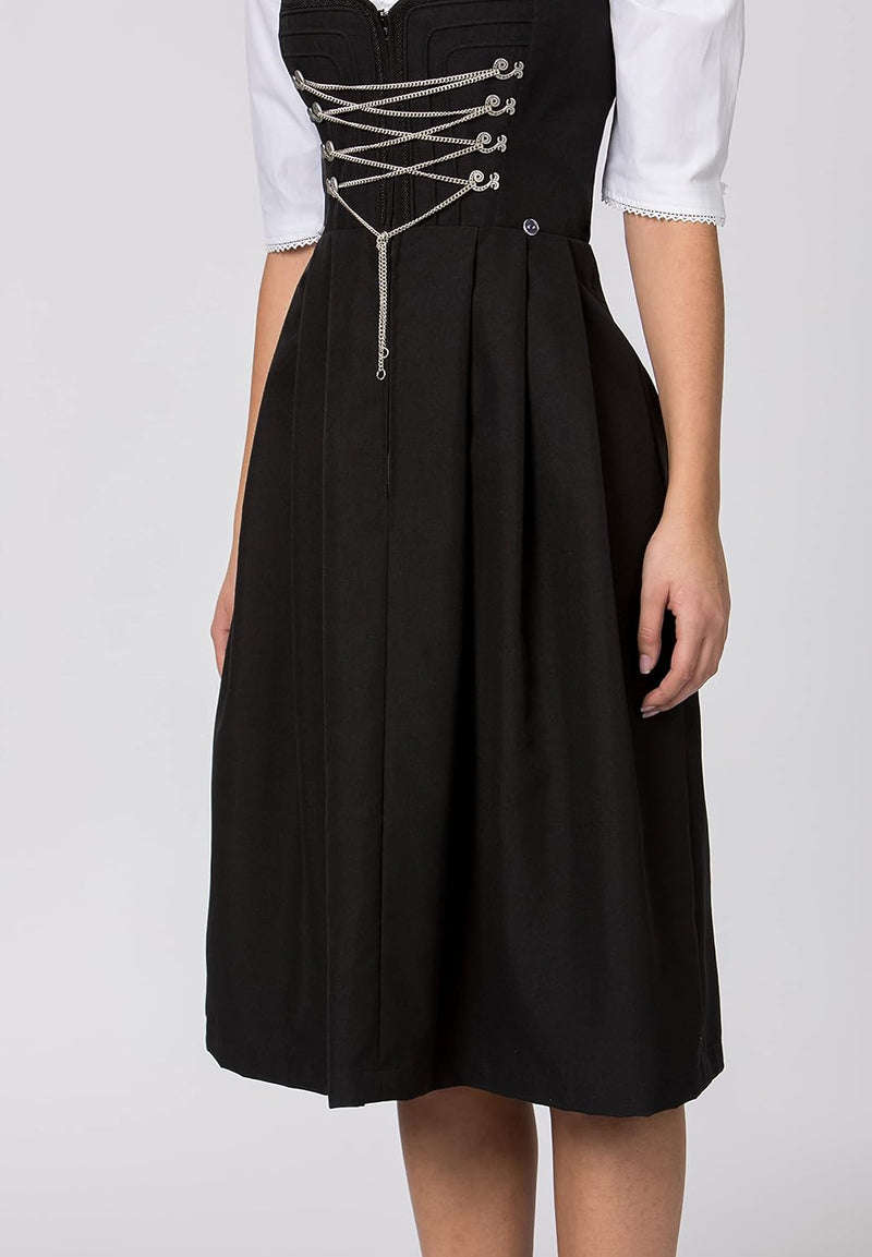 Stockerpoint Damen Adele Midi Dirndl ohne Schürze 34 Schwarz, 34 Schwarz