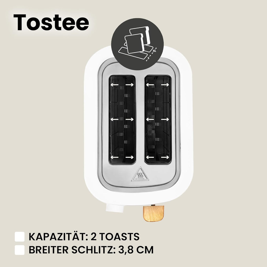 ZEEGMA TOSTEE 2-Scheiben-Toaster, Leistung 820 W, Auftau-, Aufwärm- und Stoppmodus, Krümelfach, Zeit