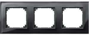 Merten 489303 M-PLAN-Echtglasrahmen, 3fach, Onyxschwarz