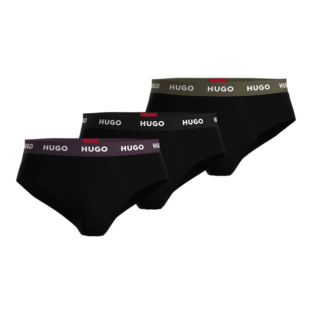 HUGO Herren HIPBRIEF TRIPLETPACK Dreier-Pack Slips aus Stretch-Baumwolle mit Logo am Bund S Open Mis