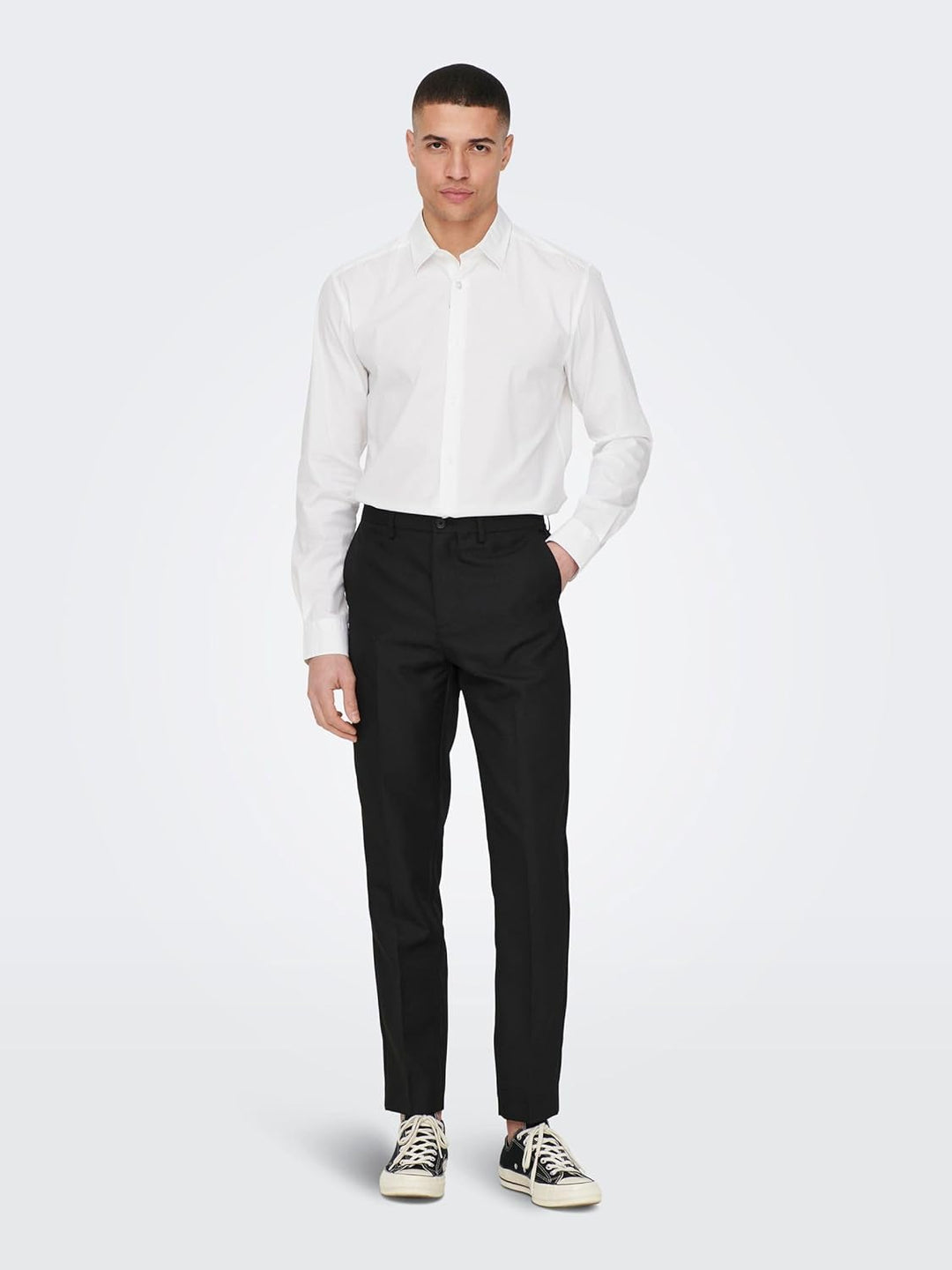 ONLY & SONS Male Popelin Hemd ONSANDY Popelin Hemd XS Weiss, XS Weiß