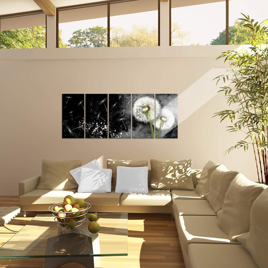 Runa Art Bild Pusteblume Wandbilder auf Vlies Leinwand 5 Teilig Wanddekoration Wohnzimmer Schlafzimm