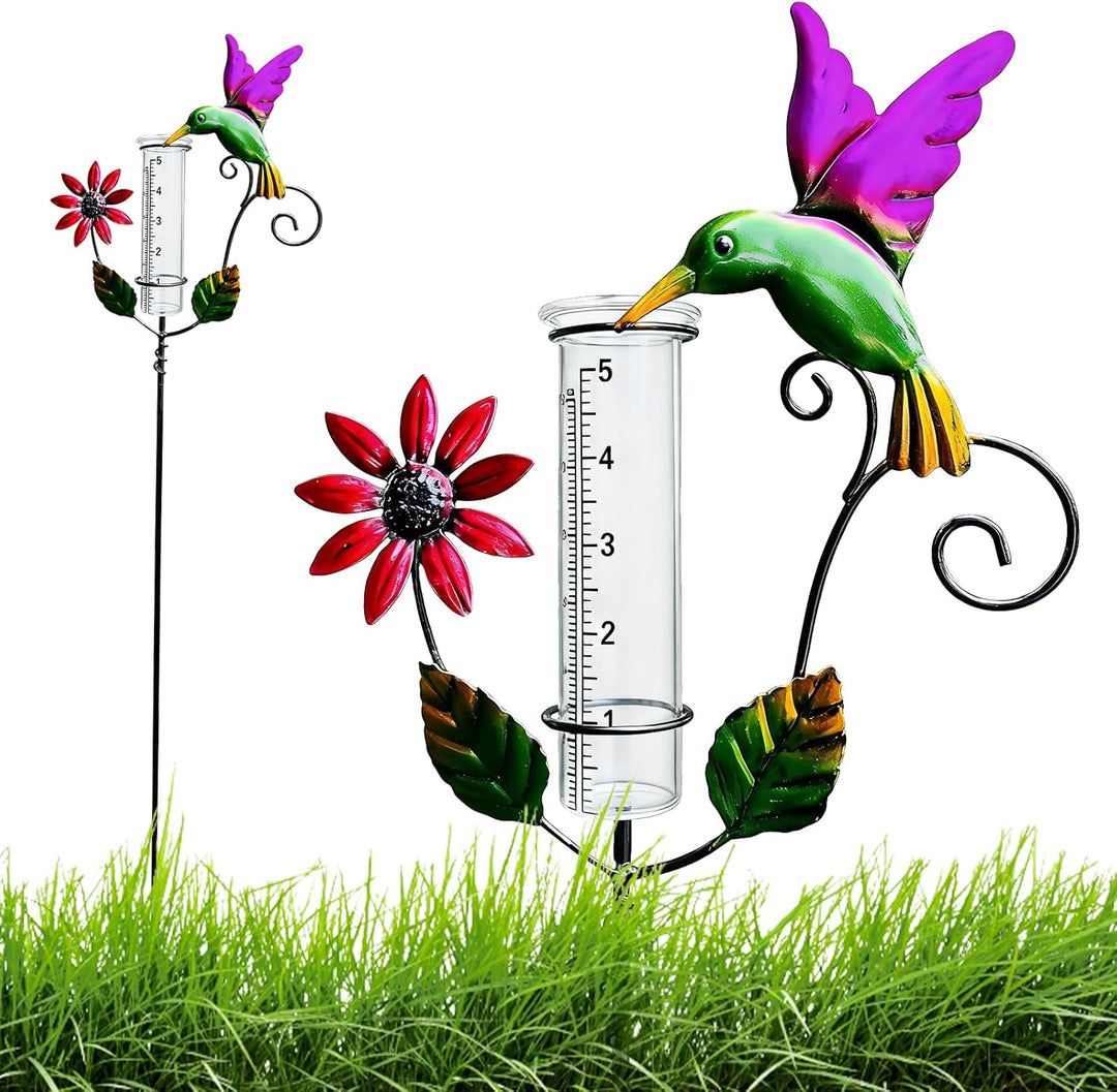 Regenmesser für Garten: 12cm Glas-Regenmesser mit klarer Skala, Outdoor-Regenmesser Frostsicher, Abn