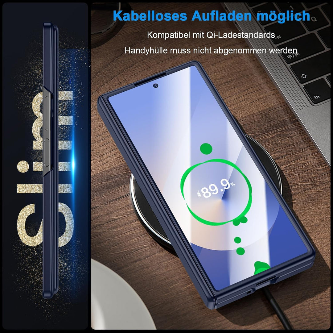 spoovcto für Samsung Galaxy Z-Fold-6 Hülle: HD Displayschutzfolie, Versteckter Ständer, Scharniersch