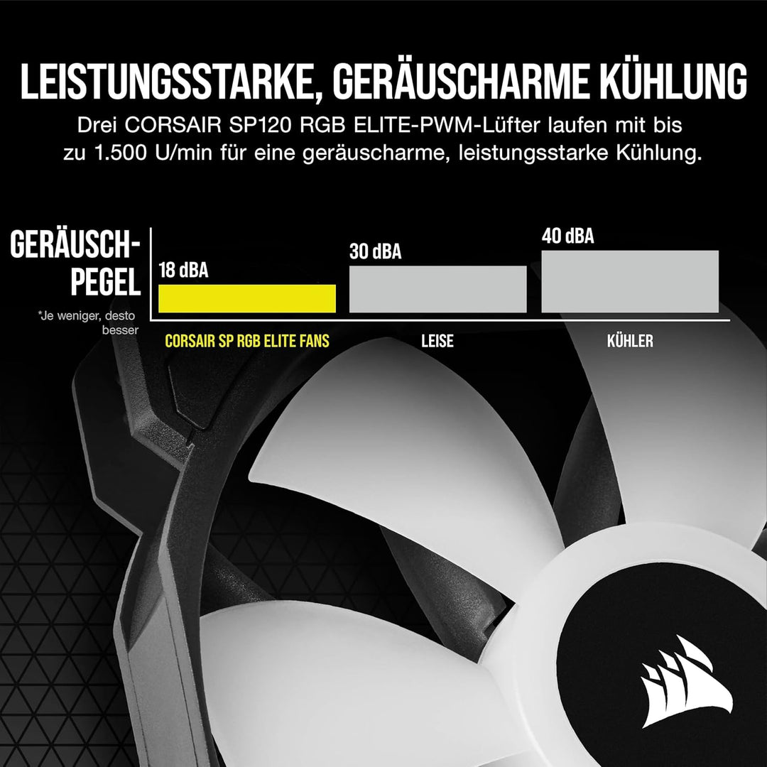 CORSAIR H100 RGB-Flüssig-CPU-Kühler - 240mm AIO - SP120 RGB Elite Lüfter - Passend Für Intel LGA 120