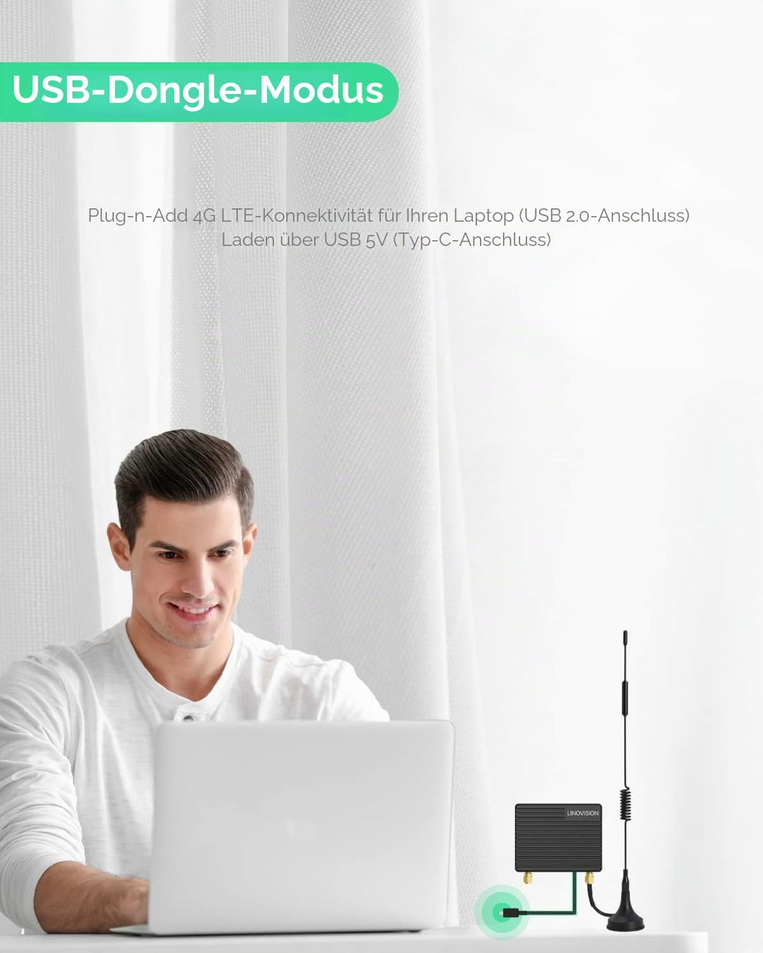 LINOVISION Mini Industrial 4G LTE Router mit geringem Stromverbrauch, GPS, RS232/RS485, DI/DO, USB-D