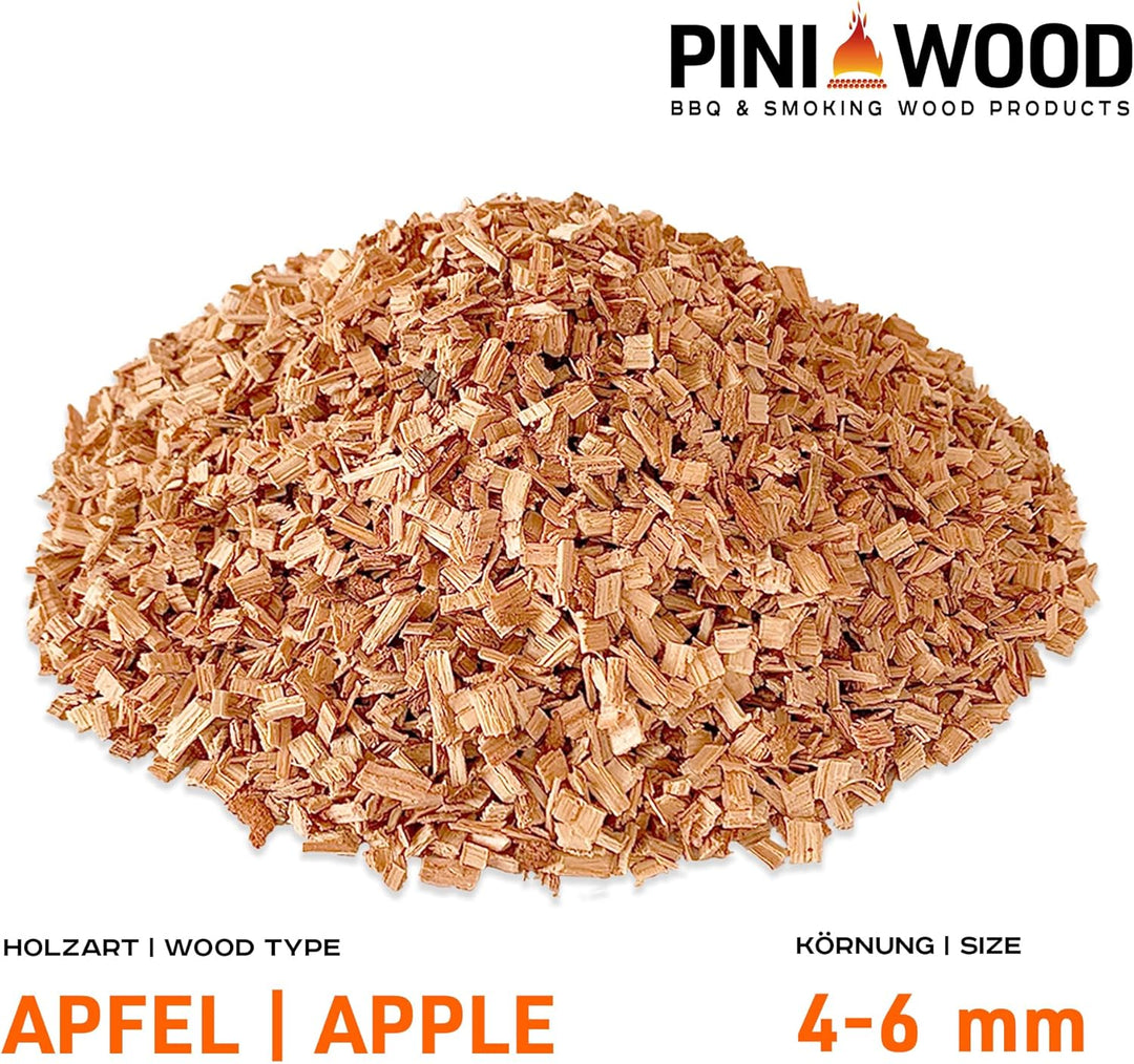 PINI 5 Kg Räucherchips Apfel 4-6 mm Smoking Chips Räucherspäne 18 Liter